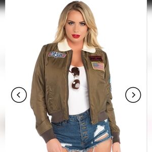 Leg Avenue Top Gun Nylon Bomber Sz. S (Fit M) Jacket Costume Halloween